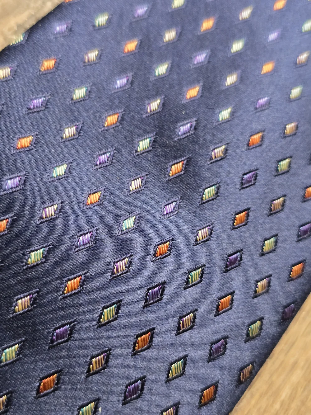 Jacobs & Roberts Classic Navy Patterned Men's 100% Silk Tie - Navy